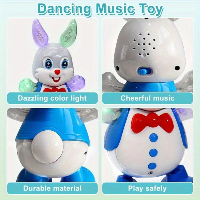Brinquedo interativo de coelho dançante com sons de luzes, brinquedo de desenho animado de balanço, crianças meninos meninas, presente de aniversário de natal perfeito