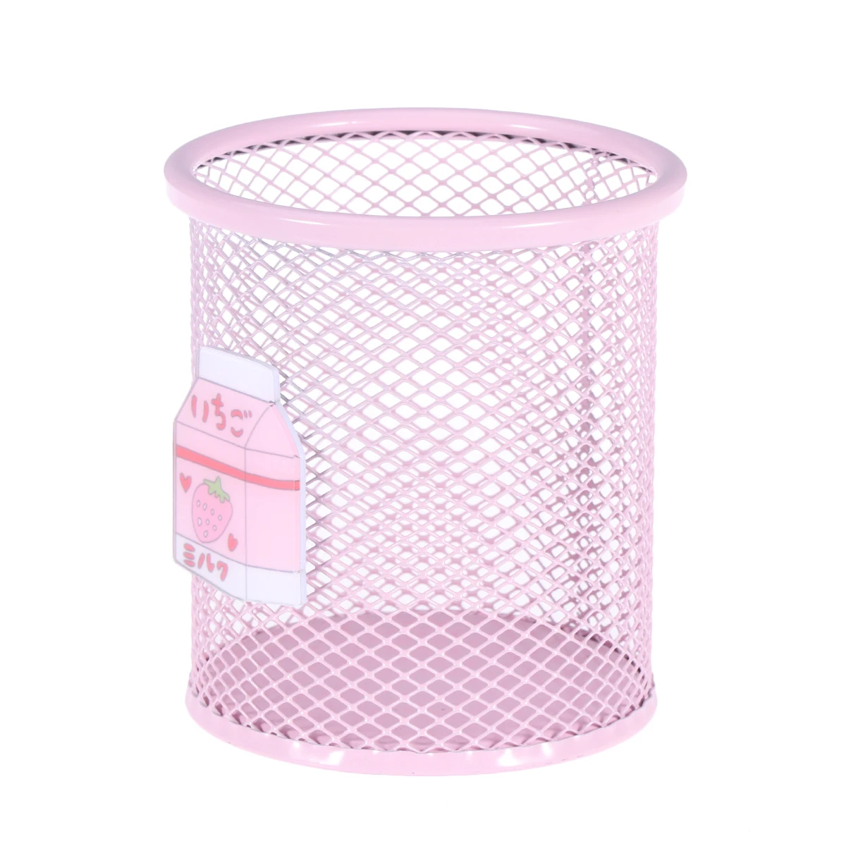 

Round Desktop Trash Can Mini Wastebasket Pencil Holder Storage Basket Hollow Grid Design Lightweight Metal Makeup