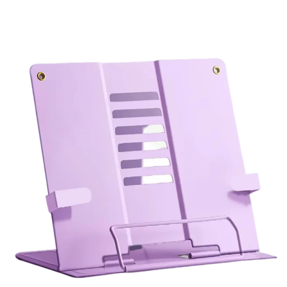 6段階調節可能なデスクブックホルダー、頑丈な金属製ポータブル読書スタンド、手で波打たせるように調節可能な幅付き