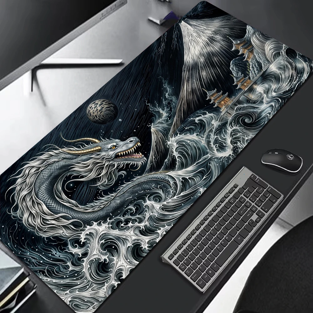 Japanischer Drache, großes Gaming-Mauspad, XXL-Tastatur, Gamer, 900 x 400 Geschwindigkeit, Mauspad auf dem Tisch, Geschwindigkeits-Schreibtischunterlage, Anime – Detail 12