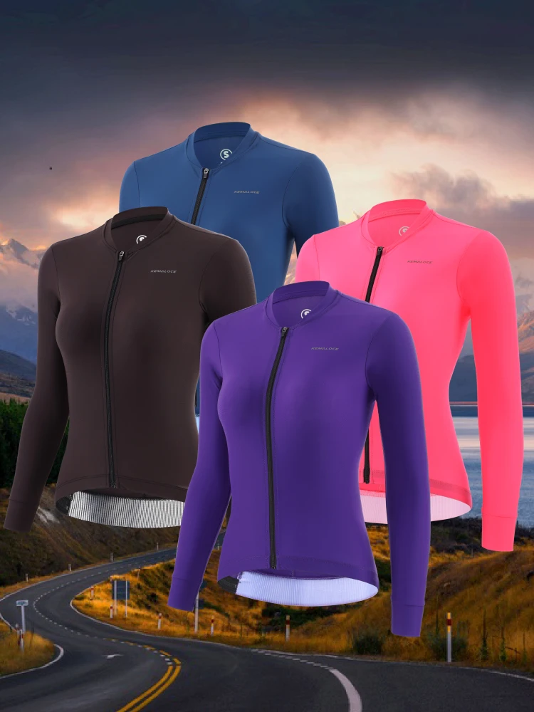 AliExpress KEMALOCE Cycling Jersey Female Long Sleeve Autumn&Spring Pink&Purple&Blue Reflective Breathable High End Bicycle Bike Jersey