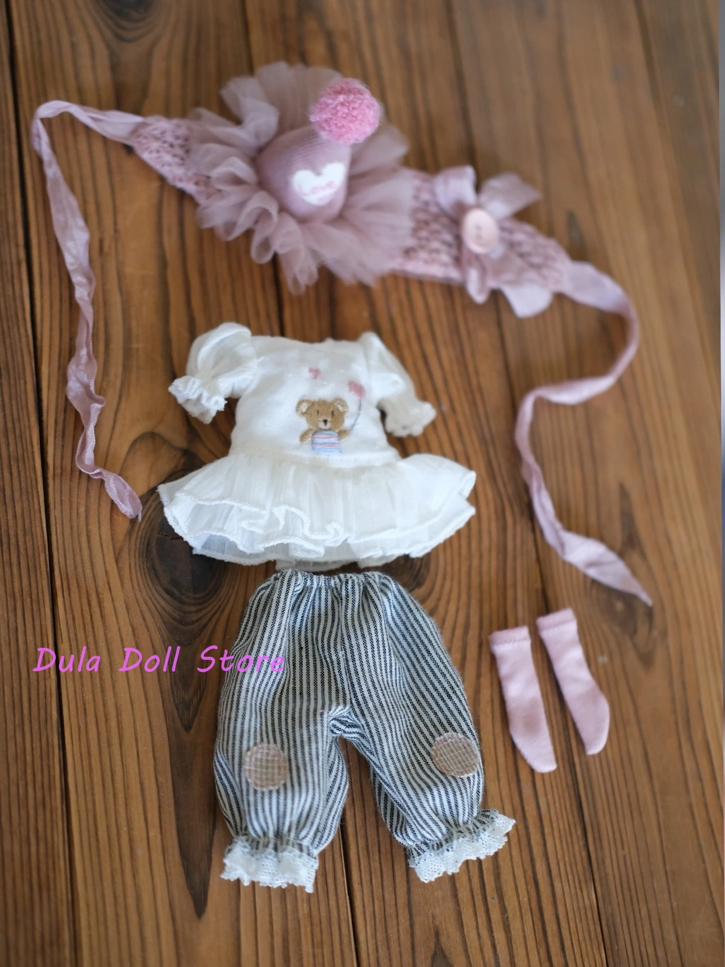 Dula Vestiti per le bambole Vestito Orsetto Pantaloni a palloncino Blythe ob24 Landoudou LandazzAzone Licca ICY JerryB 1/6 Bjd Doll