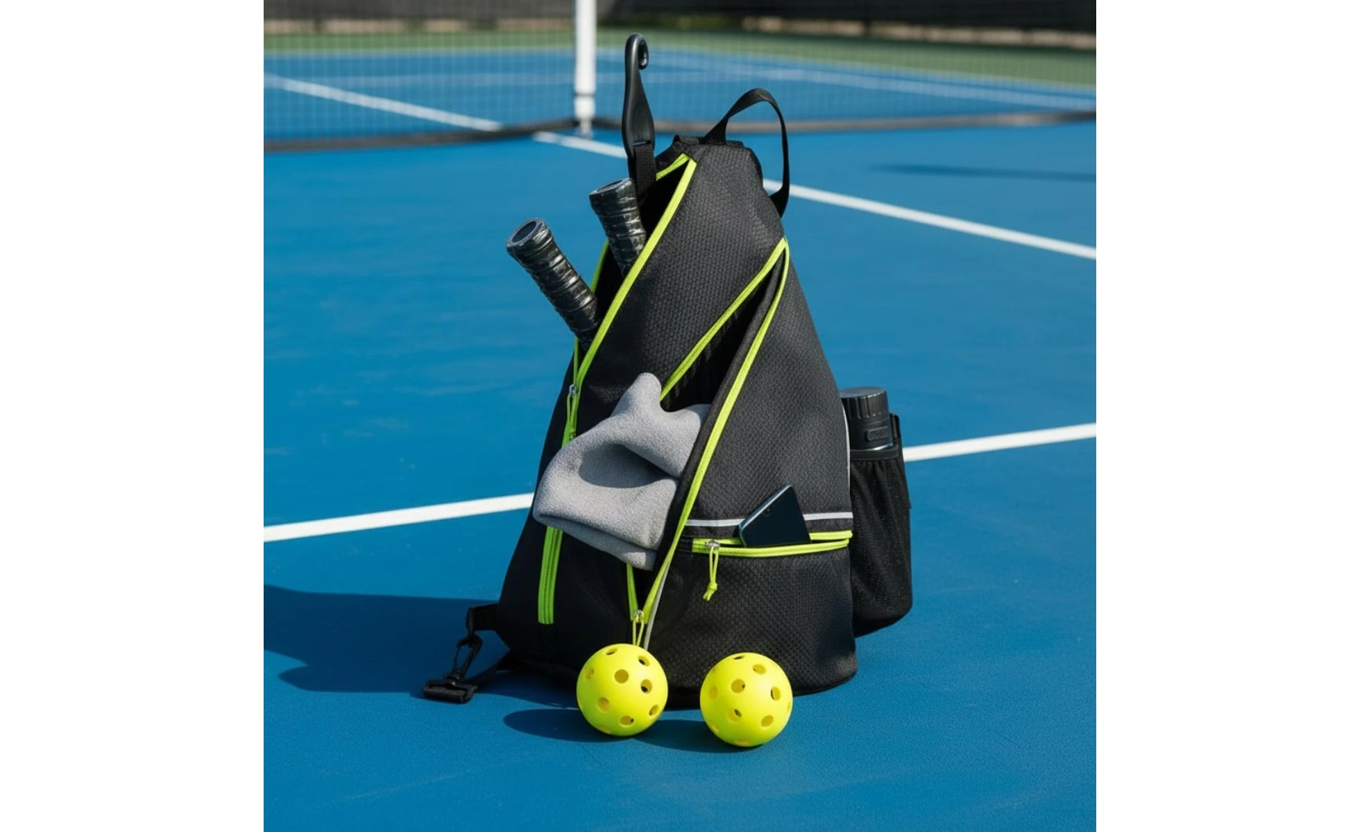 Pickleball Backpack Padded Pickleball Bag with Fence Hook Racket Sling Bag Lightweight Water-Resistant for Tennis Players