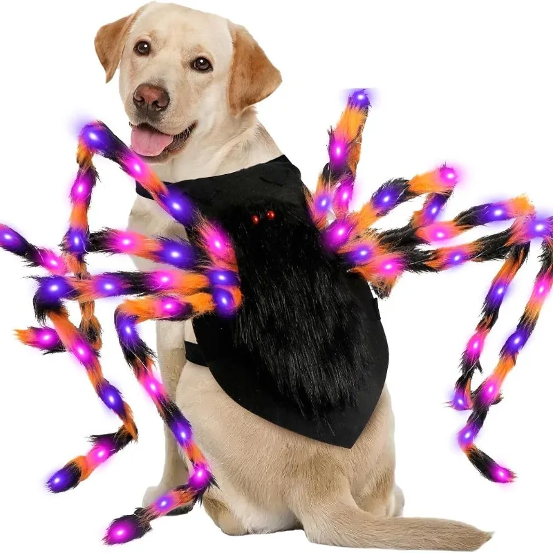 Halloween Glowing Spider Decoration Pet Dress Up Props Kitten Big Dog Transformation Dress Up Costume