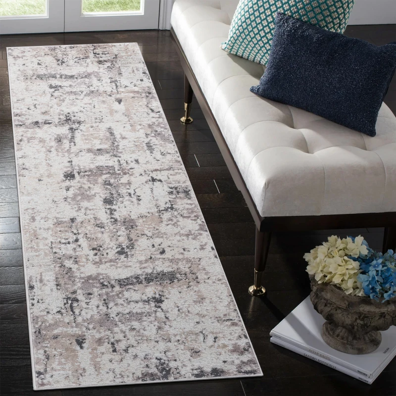 

NAAR PAYAS Collection 2X8 Cream / Brown / Abstract Runner Rug