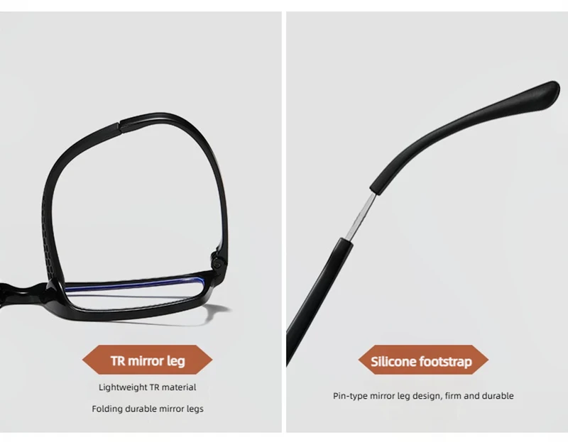 Klassische quadratische Lesebrille Männer Frauen Retro schwarze Presbyopie-Brille Anti-Blaulicht intelligente progressive Brille – Detail 8