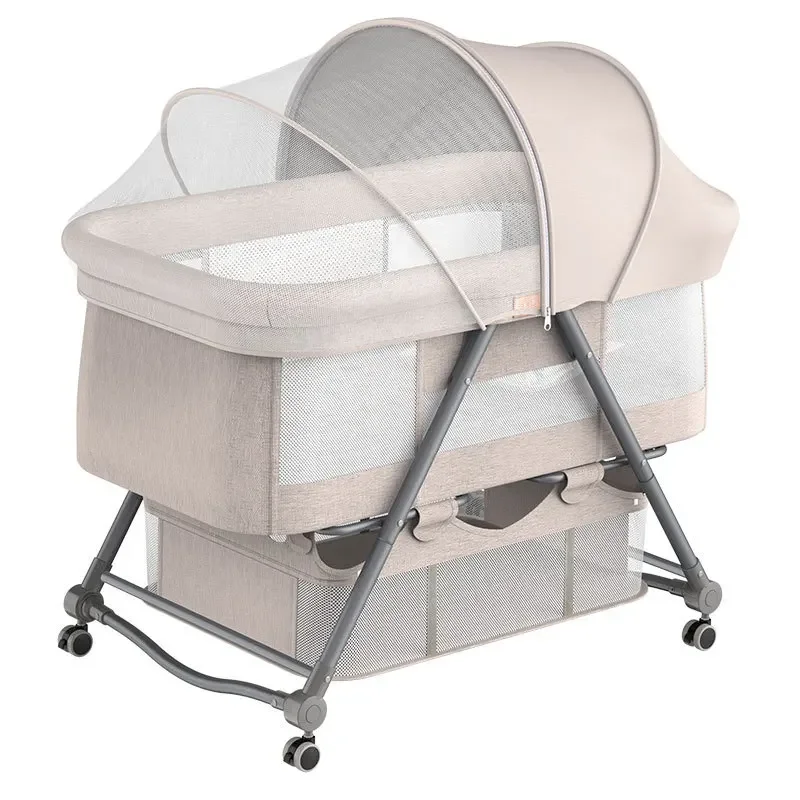 Foldable Baby Crib Multifunctional Portable Adjustable Newborn Sleeping Basket with Mosquito Net Baby Bassinet Adjustable Cradle