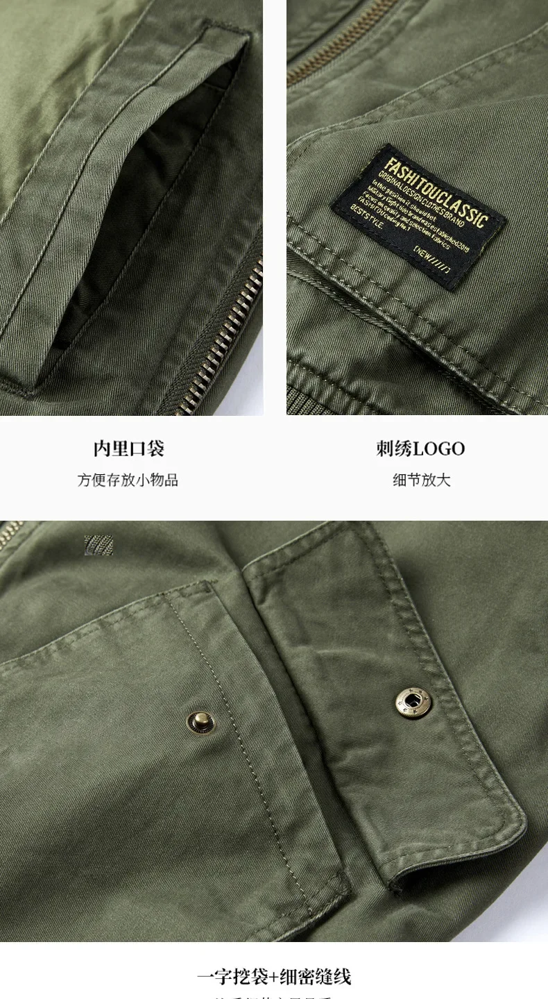 Cargo Men's Baseball Suit MA-1 Solid Color Standing Collar Windproof Coat Casual And Fashionable Men's Street Cargo Jacket