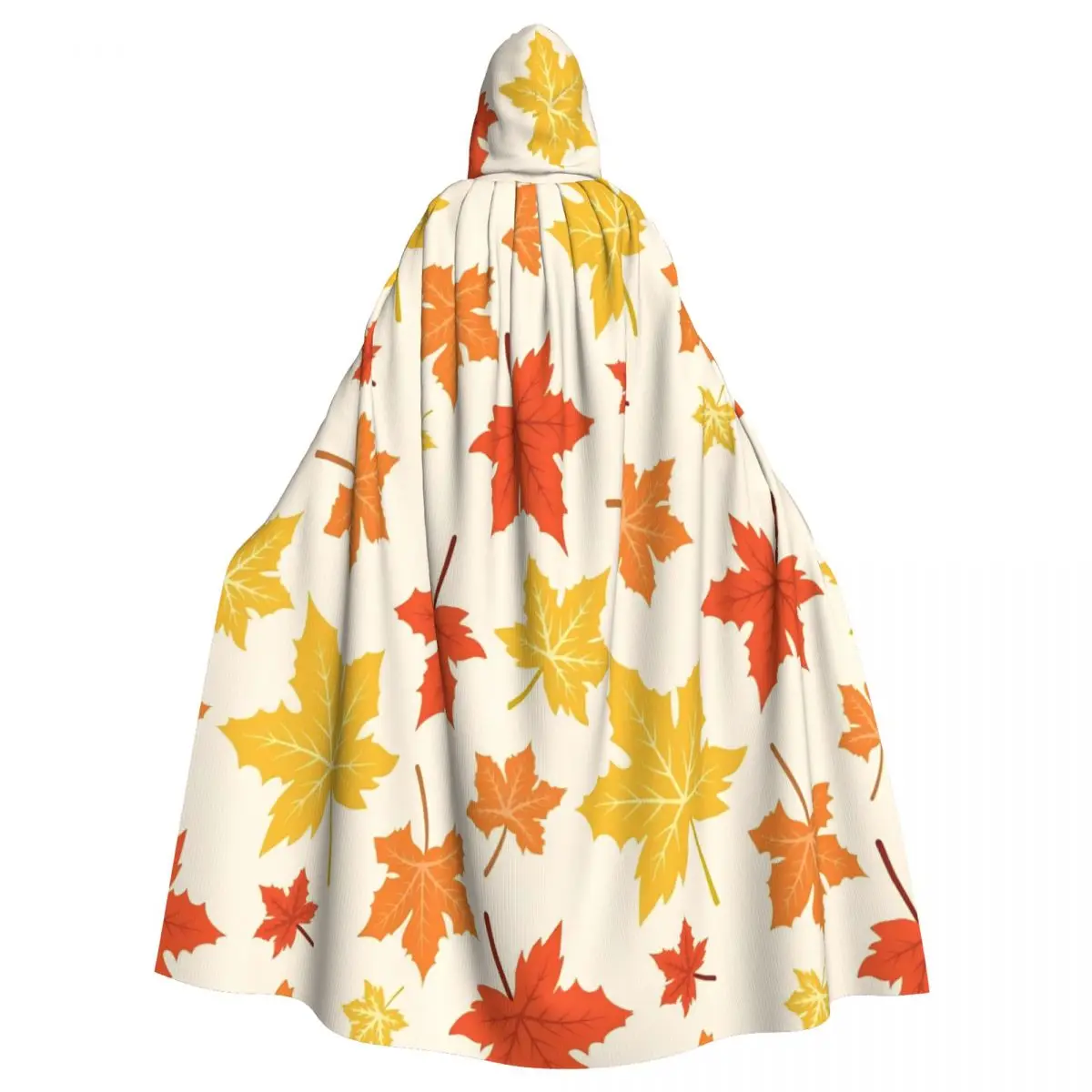 Maple Fallen Leaves Long Hooded Cloak for Women Men Cosplay Cape