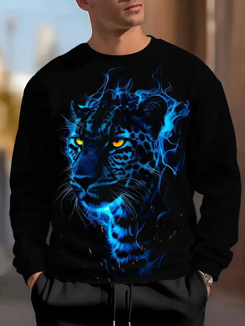 الفن ثلاثية الأبعاد مطبوعة لهب الجمجمة نمط رجل سترة كول العصرية البلوز الخريف الشارع طويلة الأكمام س الرقبة هوديس Y2k ملابس رجالي