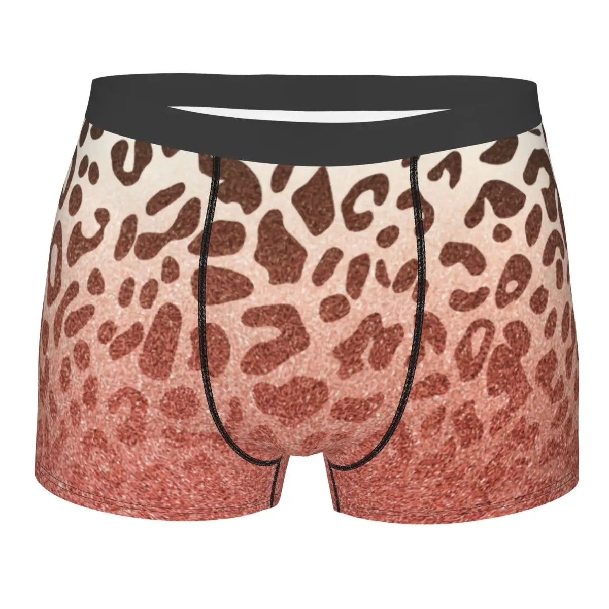 

Custom Glitter Rose Gold Leopard Print Boxers Shorts Men's Cute Animal Skin Briefs Underwear Cool Underpants