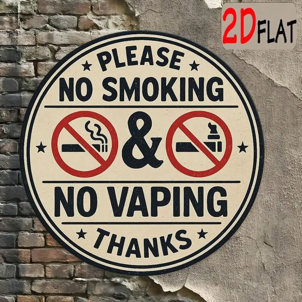 Aluminum No Smoking Sign Outdoor Plaque 7.87 Inch Round Vaping Forbidden Healthy Environment