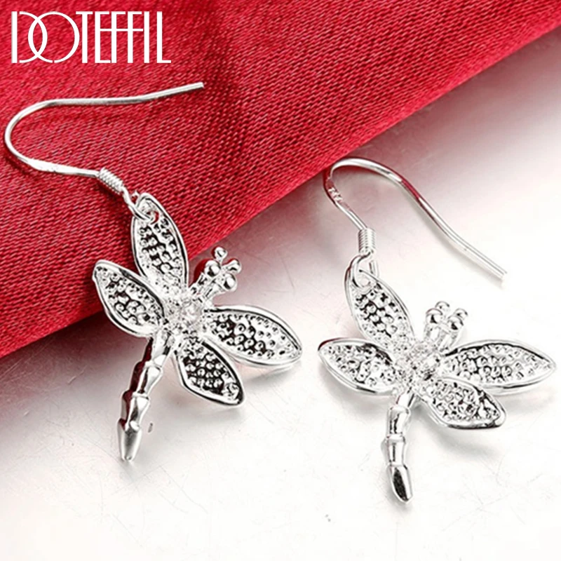 

DOTEFFIL 925 Sterling Silver Cute Dragonfly AAA Zircon Earrings Charm Women Jewelry Fashion Wedding Engagement Party Gift