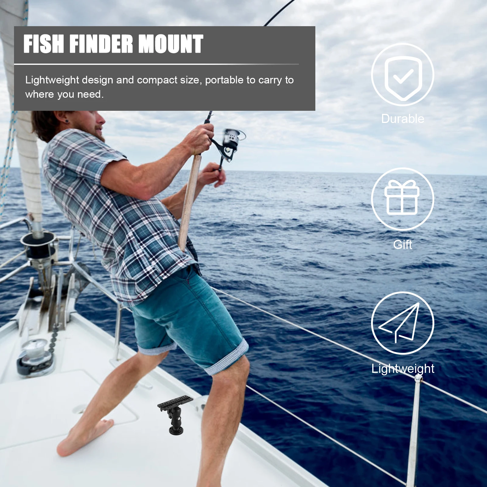 

1Set Fish Mount ABS Durable Portable Kayak Mount Holder Multi-Function Rotated Tablet Accessory