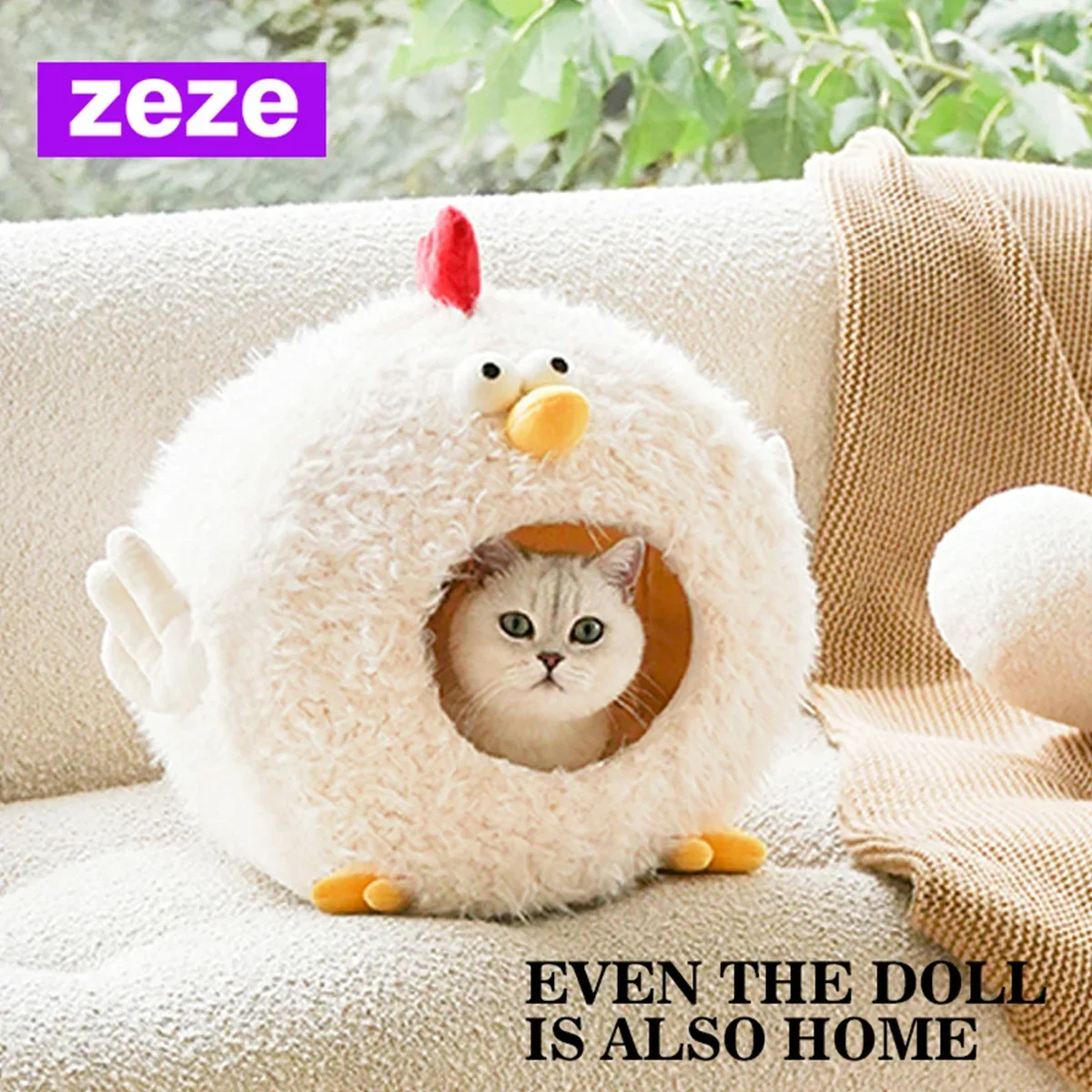 Zeze chick cat dog bed nest warm cat house fully enclosed four seasons universal cat house washable soft breathable pet nest