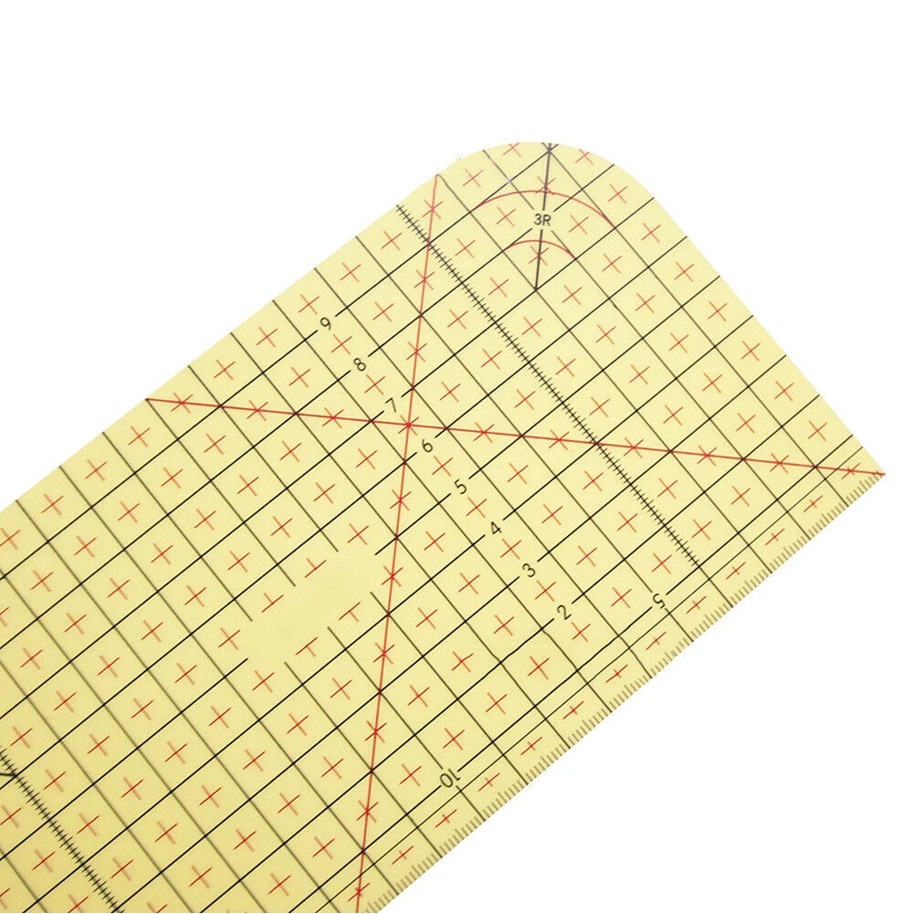 Fabric Sewing Ruler Quilting Resin Ruler Yellow Mark Non Slip for DIY Patchwork Ironing