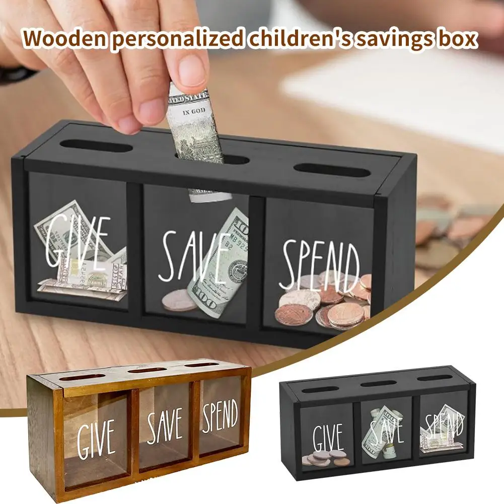 Kids Saving Box Wooden Personalized Wall Mounted Piggy Room Practical Desk Living Financial Decorations Bedroom Bank X7P6