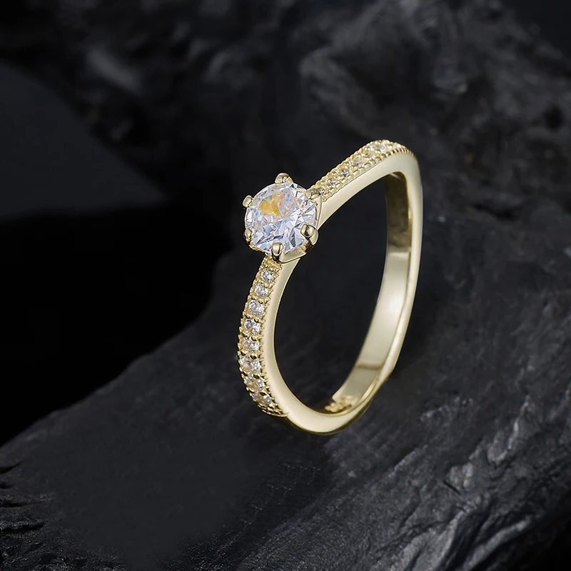 

Moissanite Rings Gold Plated Woman 925 Sterling Silver Ring Romantic Classic Anniversary Engagement Wedding Gift