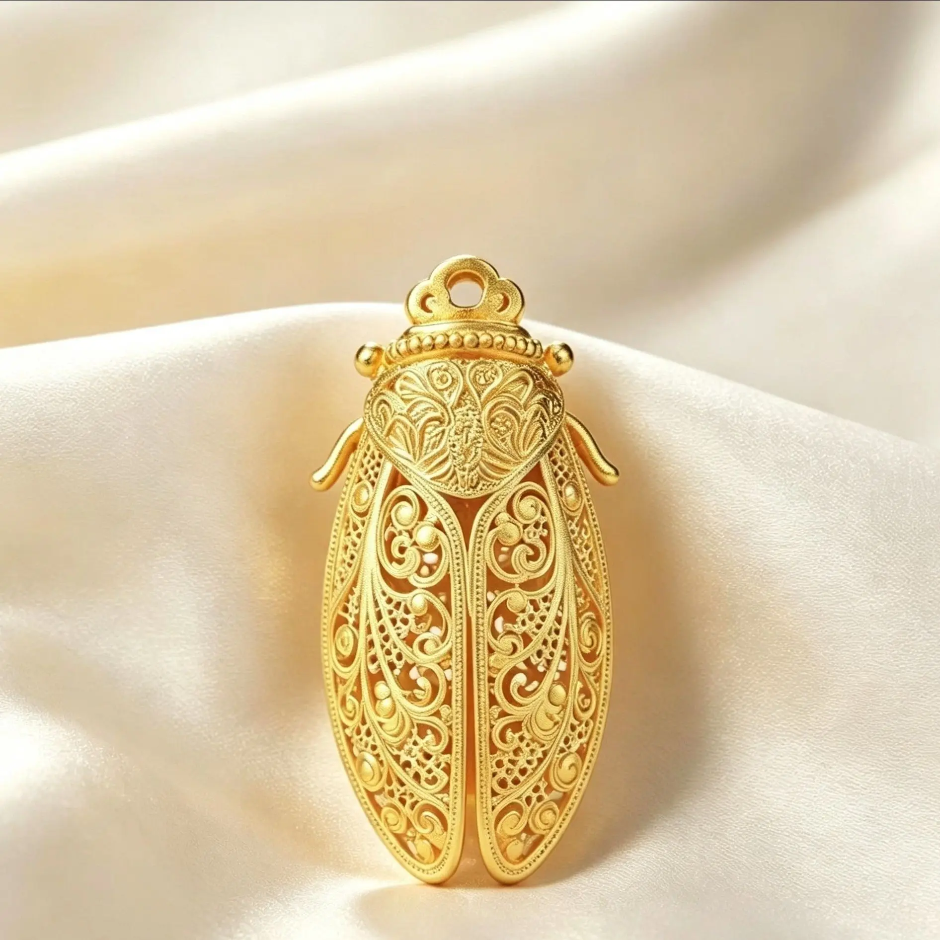 Shocking Handheld Silk Gold Cicada Pendant Birthday Adult Gift Ornament Shocking Gold Cicada Pendant