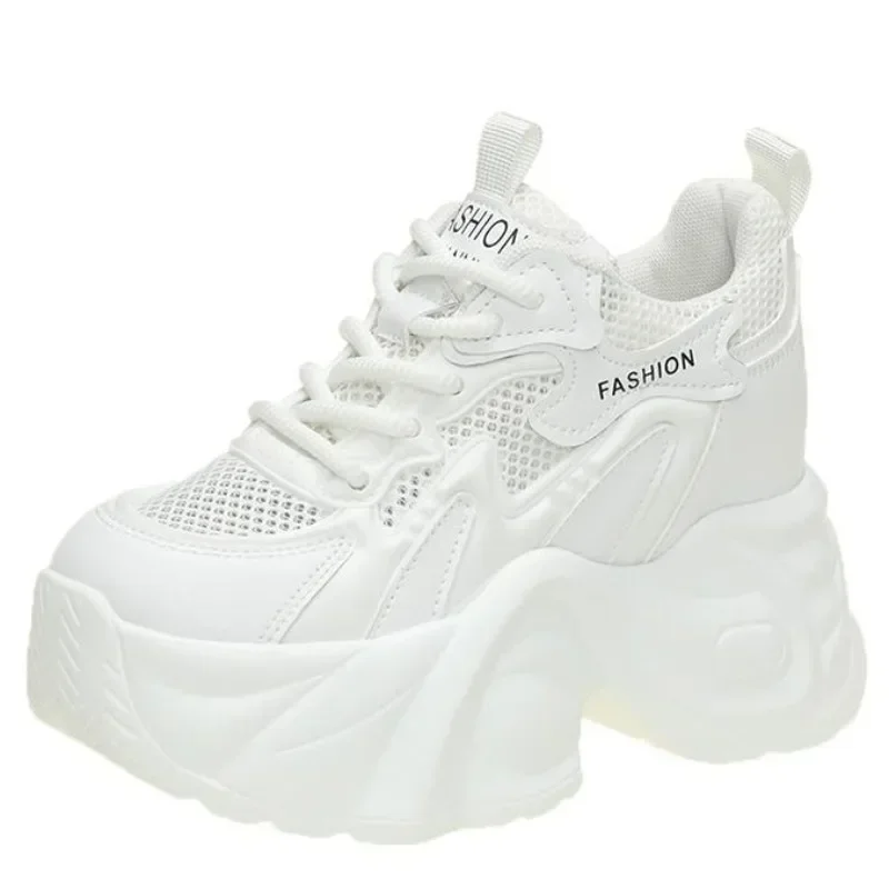 

8.5CM Summer Breathable Mesh Sneakers Thick Bottom Sports Shoes 2024 New Women Wedges Casual Chunky Shoes High Platform Sneakers