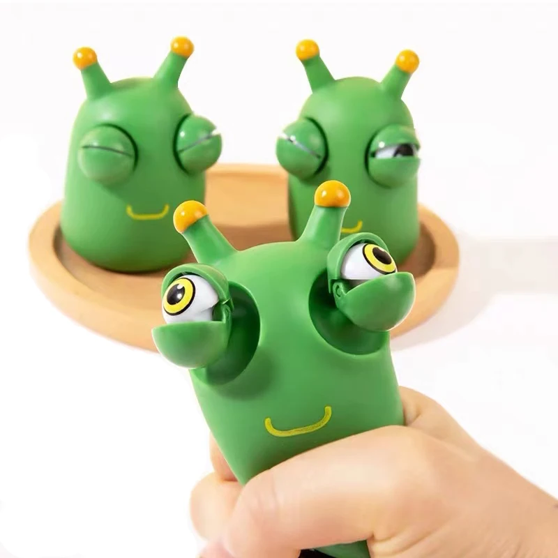 

10/5PCS Funny Green Worm Animal Eye Pop Out Squeeze Stress Relief Fidgets Toys For Anxiety Juguetes Antiestrés Para Niños