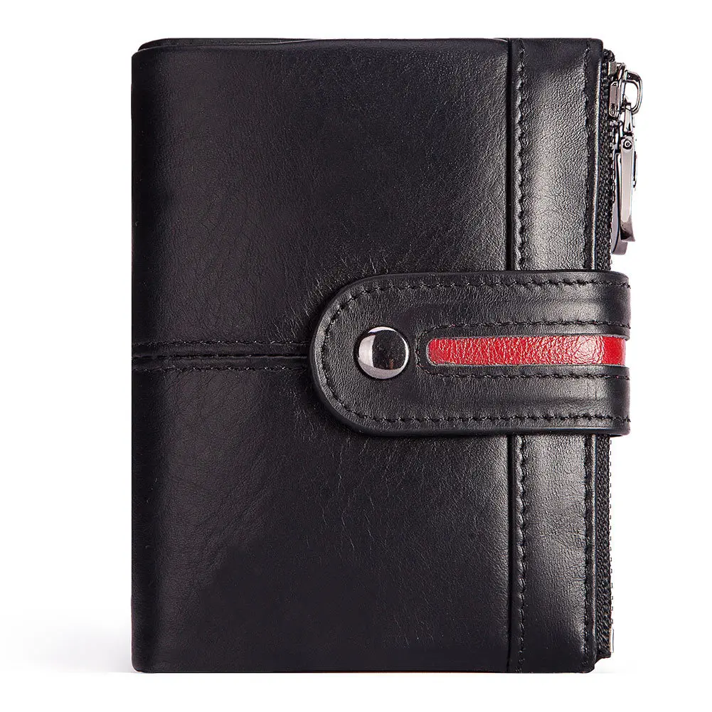 Portefeuille en cuir de vachette véritable RFID pour hommes, mini porte-monnaie, porte-cartes de crédit intelligent, petits sacs à main, original