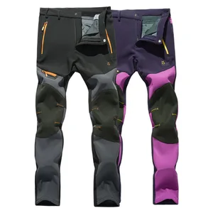 Autumn Winter Thermal Fishing Pants Men Women Windproof Fleece Soft Shell Charging Pants Waterproof  Hunting Hiking Trousers