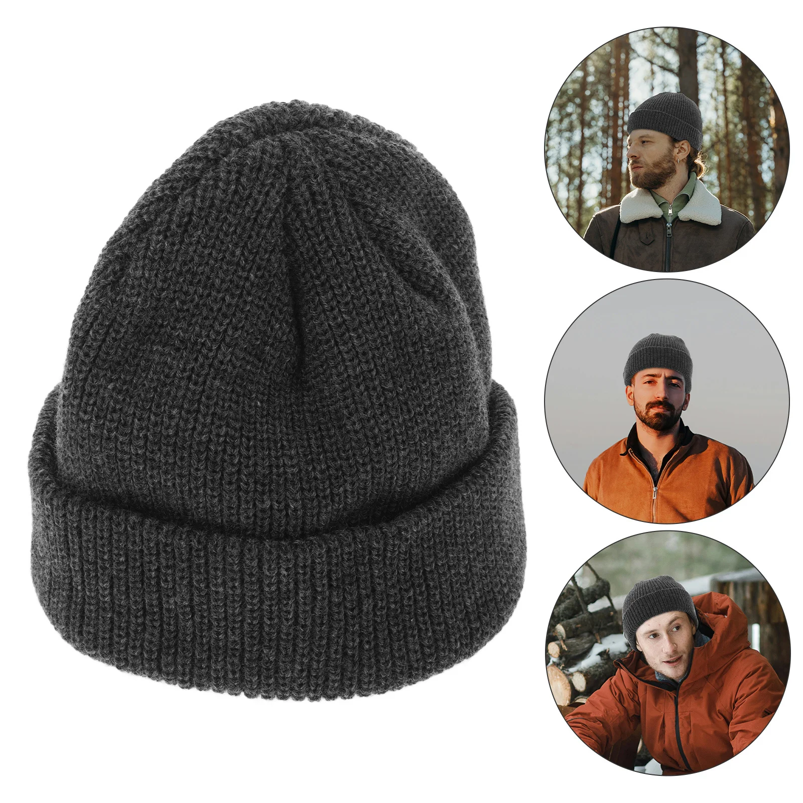 

Unisex Warm Winter Fisherman Beanie Hat Knitted Soft Rolled Edge Hat for Cold Mornings Outdoor Use Warm Cap Men