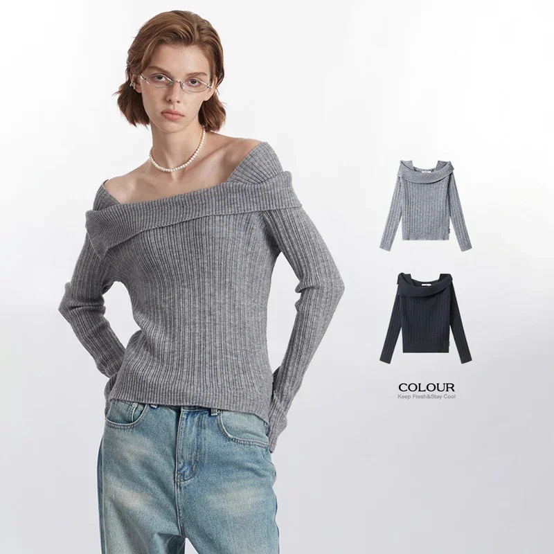 

CASUMANL Brand Off Shoulder Sweaters for Womens Autumn Winter Baggy Laziness Knitwear Females Fashion Casual Youthful Clothes