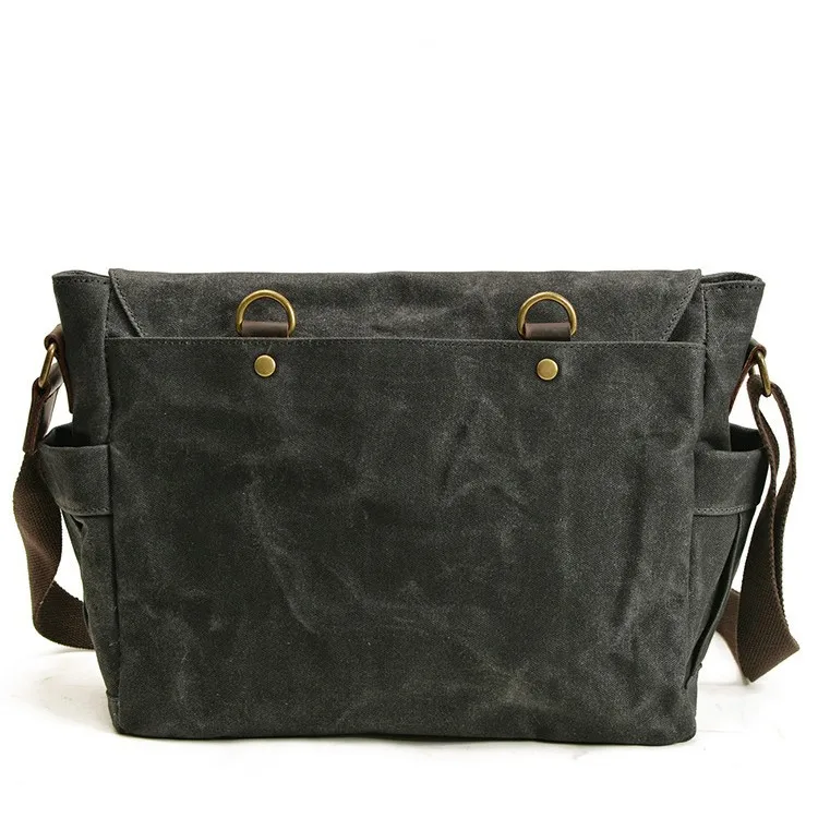 European and American retro oil wax canvas splicing, men's shoulder bag, new fashionable light business commuter messenger bag