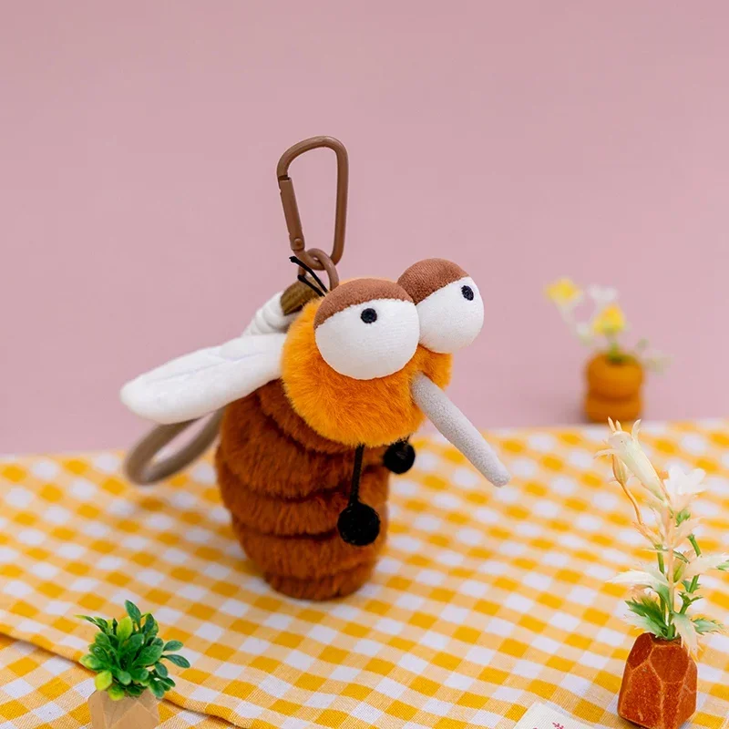 Cute Insect Plush Keychain Soft Fluffy Stuffed Animal Bug Bag Charm Kawaii Ladybug Bee Butterfly Ant Plushie for Backpack Decor