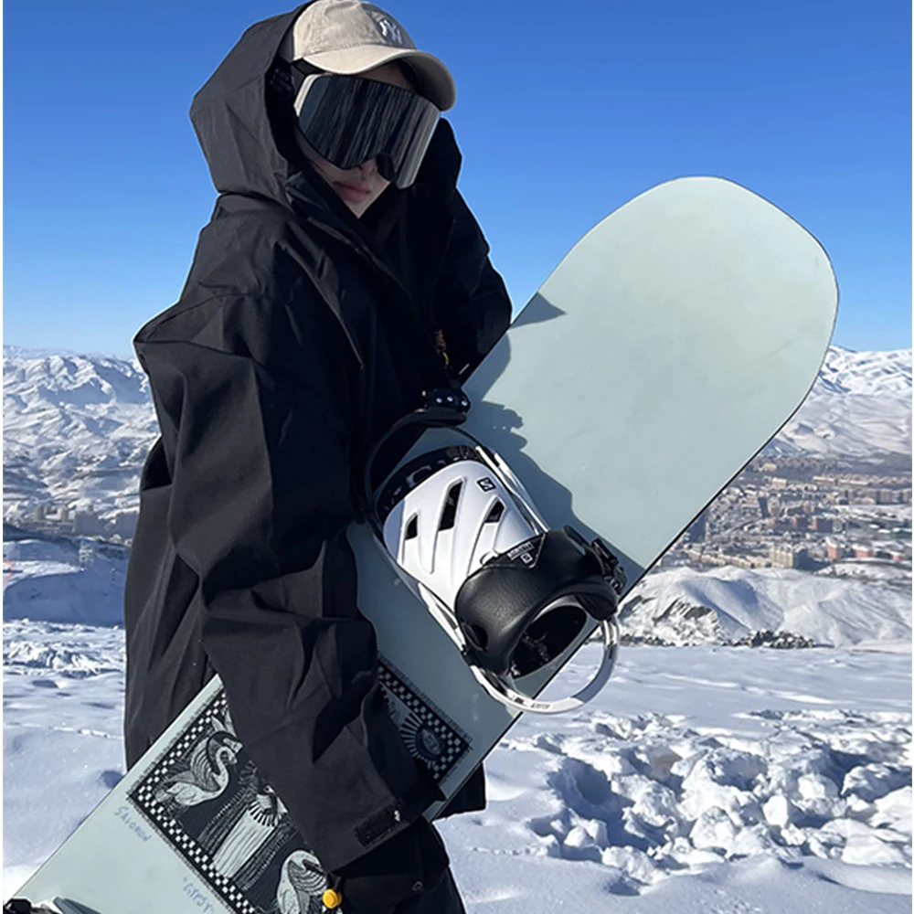 -30 ℃   سترة + السراويل بدلة تزلج النساء سماكة على الجليد الإناث وزرة الشتاء يندبروف مقاوم للماء تنفس الملابس التزلج