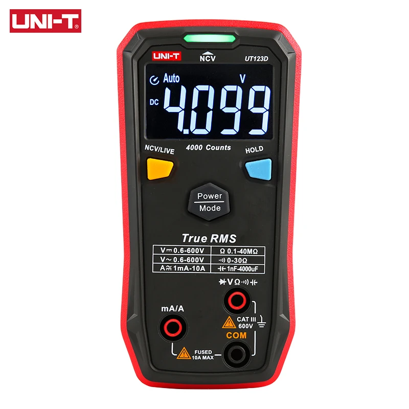 UNI-T ut12ثلاثية الأبعاد صغيرة الذكية الرقمية المتعدد السيارات المدى صحيح RMS التيار المتناوب تيار مستمر الجهد الحالي متر NCV لايف تستر تشغيل زر واحد