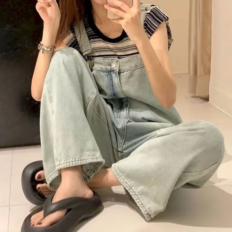 デニムジャンプスーツ女性のための大きいサイズワンピース衣装女性ロンペスルース韓国スタイルカジュアルヴィンテージロンパース女性服