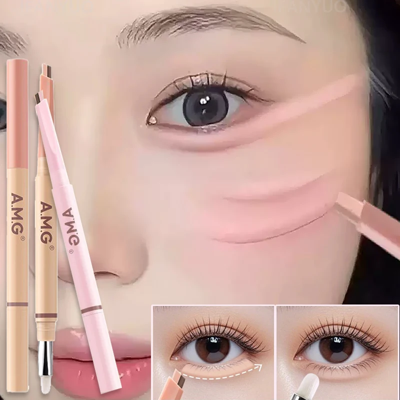 Lápiz Iluminador Aegyo Sal, Resistente al Agua, Natural, Doble Color, para el Contorno de Ojos, Sombra y Resaltador