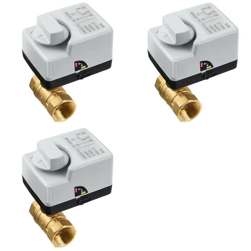ABGE-3X AC220V 2 Way DN20 With Manual Switch Brass Motorized Ball Valve 3-Wire Two Control Electric Actuator