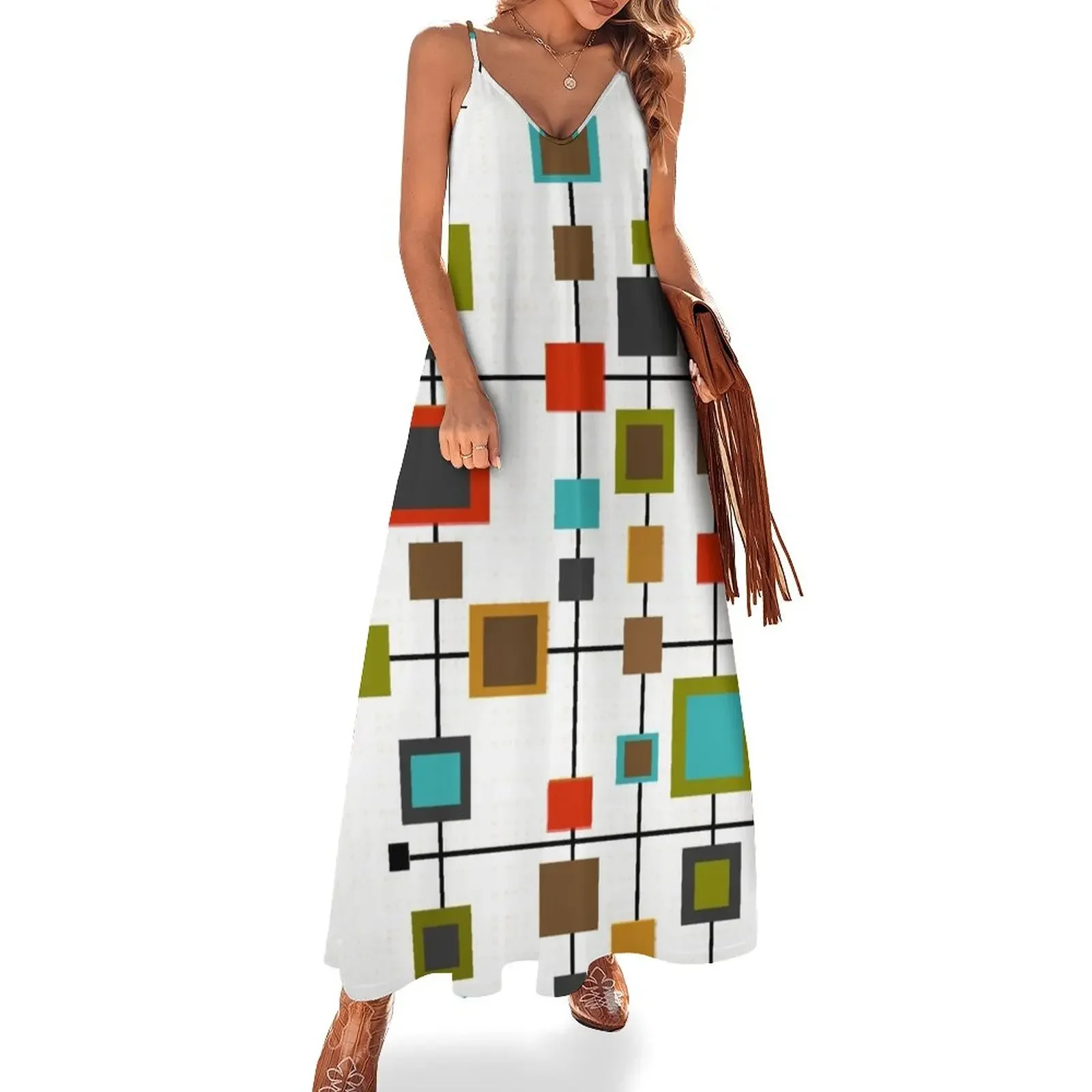 

Mid-Century Abstract Squares Sleeveless Dress Dresses for wedding party ladies dresses for women 2025 dresses for prom