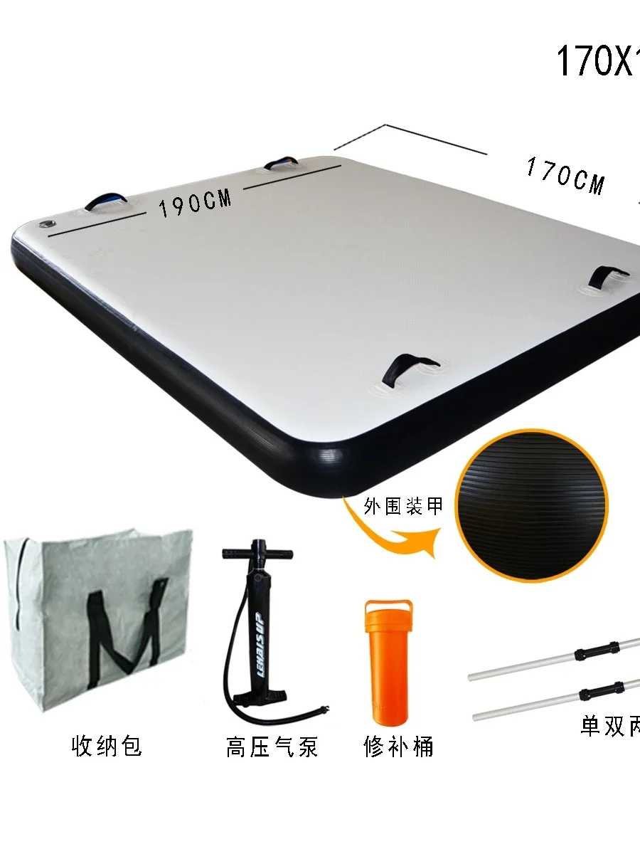 المبيعات الساخنة نفخ منصة المياه قارب عائم catamaran ، سلك رسم وسادة هوائية قارب مسطح ، منصة تعويم الصيد ، صافي castin