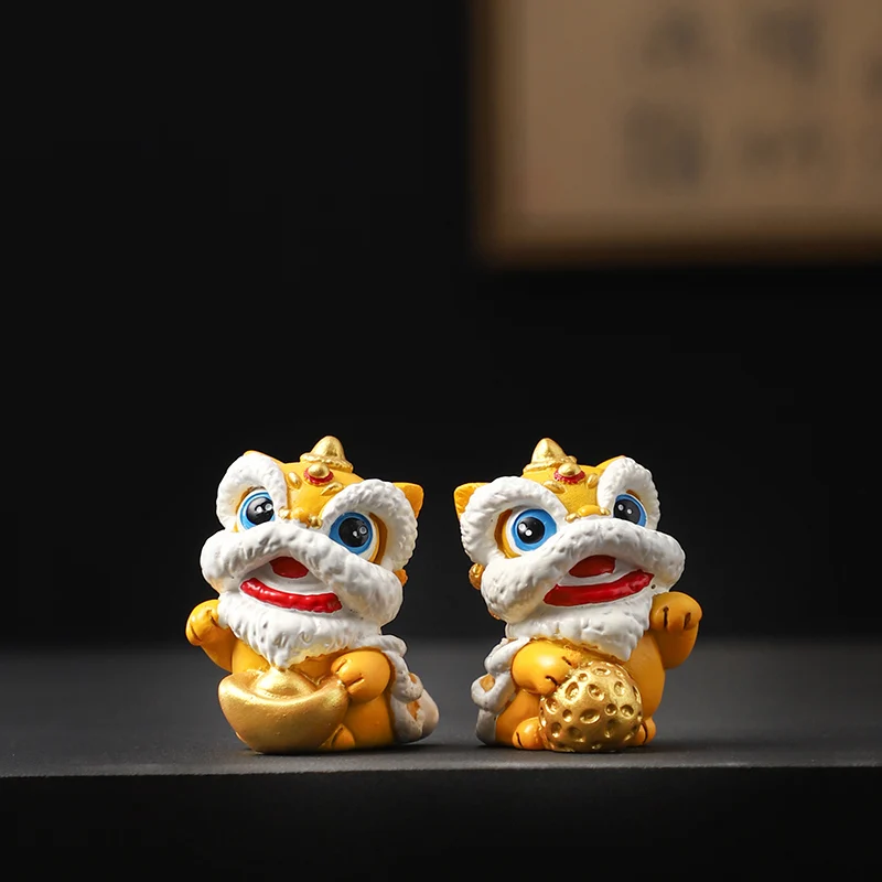 New Chinese Style National Style Attracts Wealth With Gemstones Lion Figurines Desktop Office Desk Decorations Sense Gifts