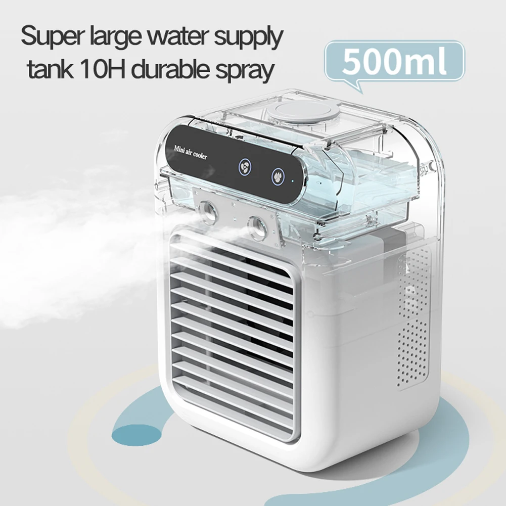 500ML 1800mAh Portable Air Conditioning Cooling Fan Air Airconditioner Humidifier Fan 2 Speed Water Tank Air Cooler Home Car Fan