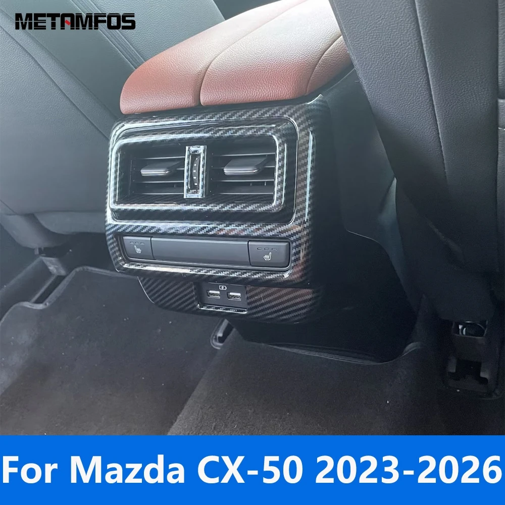 

For Mazda CX-50 CX50 2023-2025 2026 Carbon Fiber Armrest Box Rear Air Conditioner Vent Outlet Cover Trim Interior Accessories