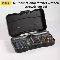 DELI Ratchet Screwdriver Set 24-in-1 Multi-Purpose Screwdriver Wrench Screwdriver Household Maintenance Tools Tools Set