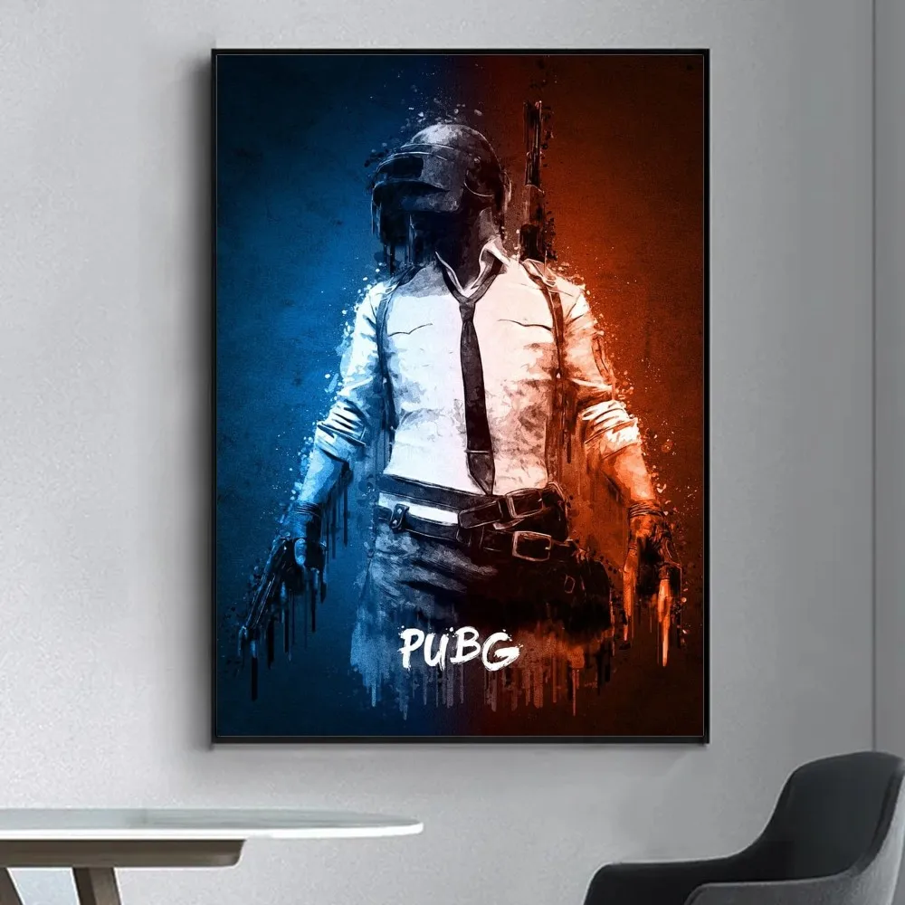 P-PUBG GAME Poster Fancy Poster Wall Sticker for Living Room Bar Vintage Decorative Painting Middle