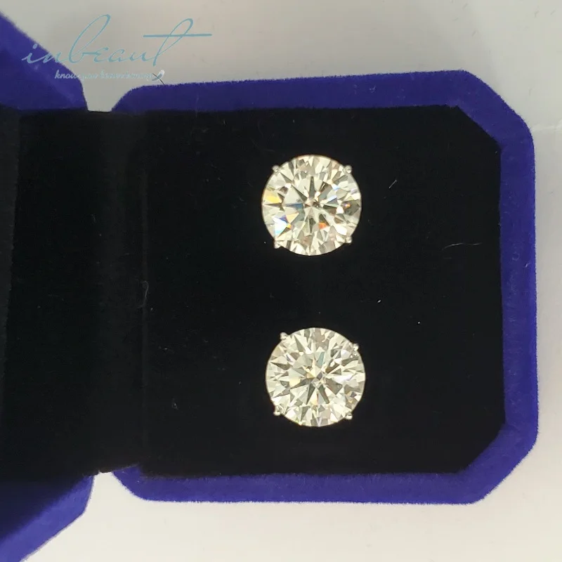 inbeaut PT950 Platinum 5ct Total 10ct Round Excellent Cut Pass Diamond Test D Color Moissanite Party Stud Earrings Fine Jewelry