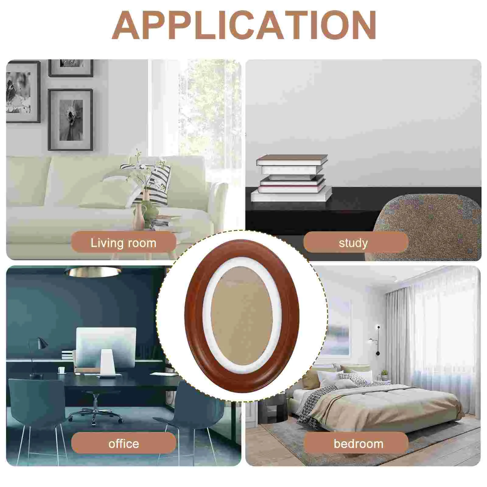 Solid Wood Wall Hanging Photo Frame Oval Photo Frame Ornament Decoration Hanging Picture Frames Classic Decorative Photo Holder