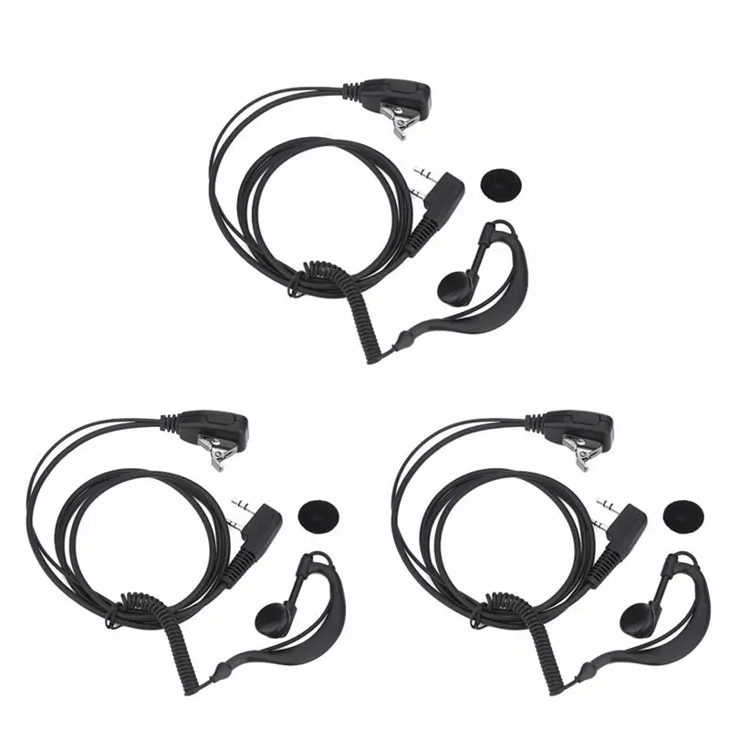 SWXF 3PCS 2 PIN Earpiece Headset PTT MIC Ear Hooks Walkie Talkie Earbud Earphone Earpiece for UV5R//HYT