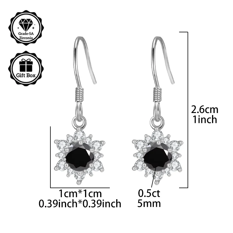 LAMVOICE Schmuck für Damen/Ohrringe mit 1 Karat Zirkonia, hypoallergener Hakenohrring, Weihnachtsgeschenk für hochwertigen Schmuck