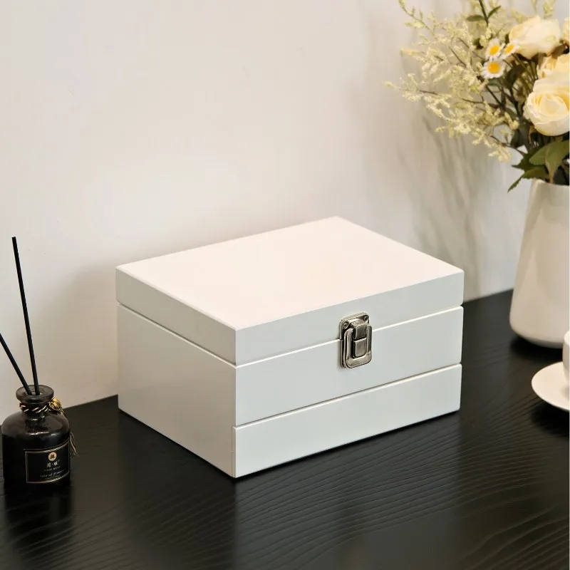 Solid Wood Jewelry Organizer Box Necklaces Rings Storage Cases Large Wooden Jewellery Container Earrings Bracelets Display Boxse