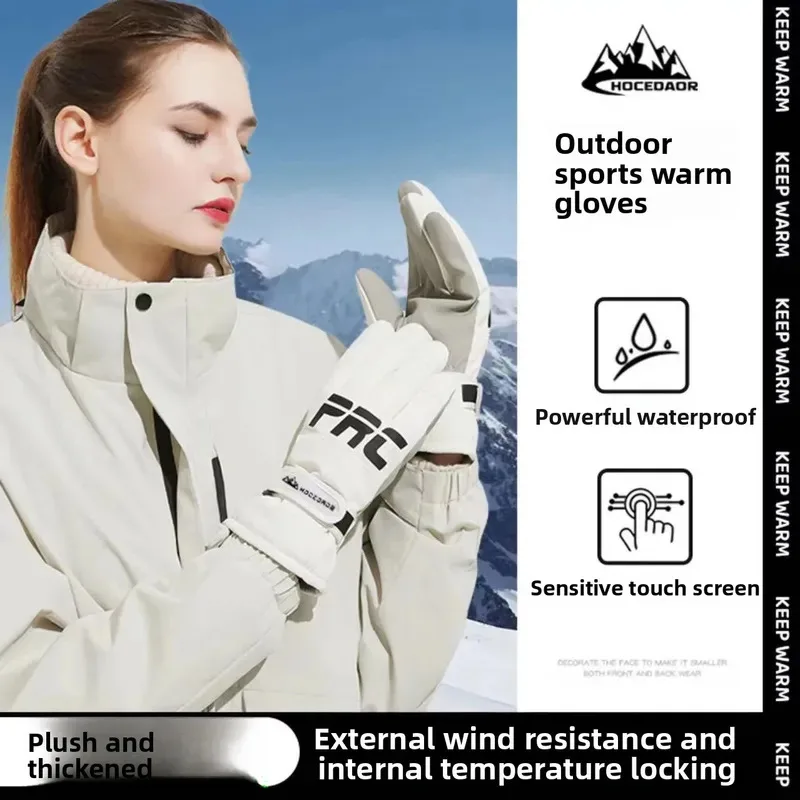 

Thickened PolarFleece Ski Gloves Unisex Waterproof Windproof Touchscreen Sensitive for Cycling Snowboarding Winter Sports