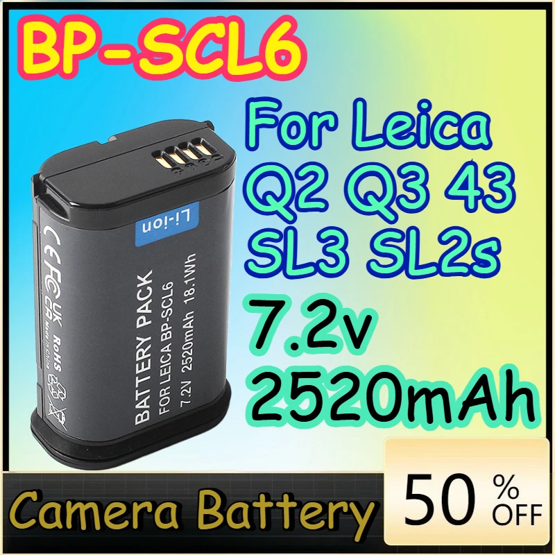 

7.2v 2520mAh BP-SCL6 High Quality Battery for Leica Q2 Q3 43 SL3 SL2s Replacement Camera